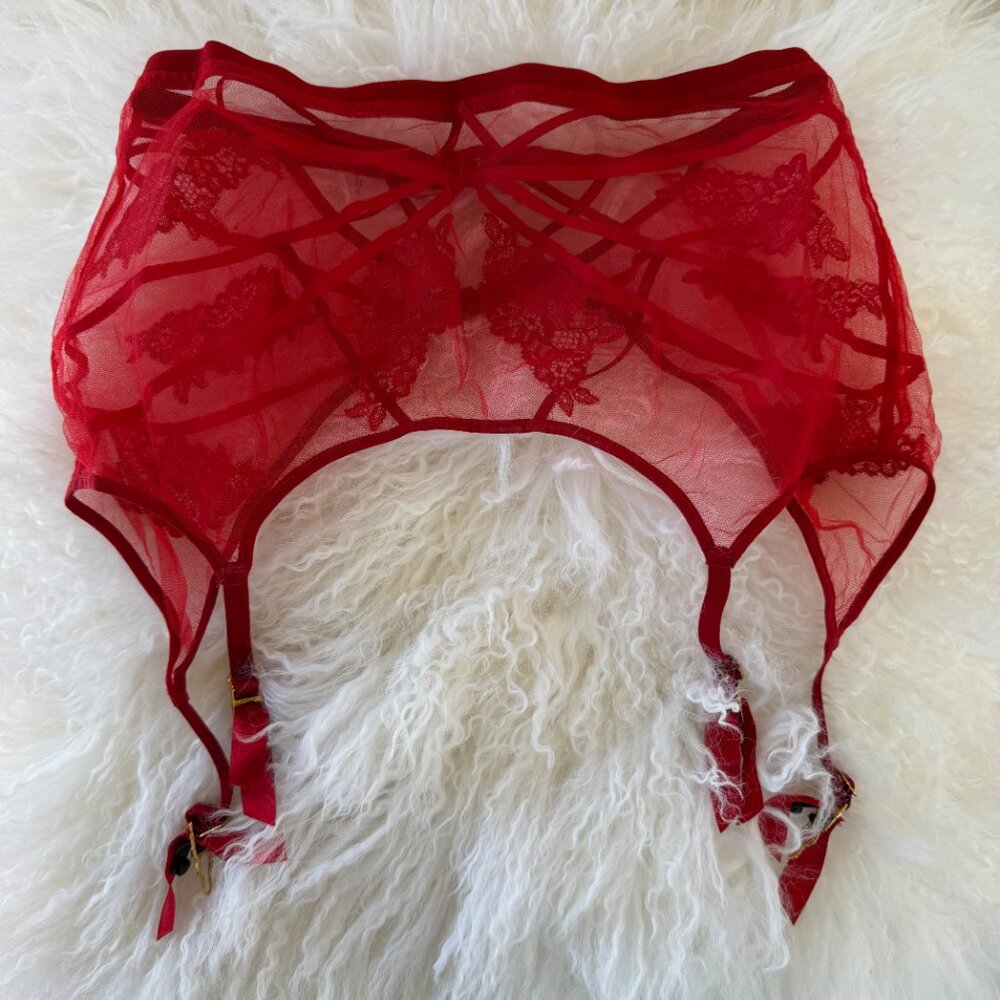 AGENT PROVOCATEUR DEMELZA Red Garter Belt Suspender 4/8-10